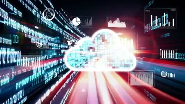 Cloud Computer Und Online Datenspeicherung Mit Stillschweigender Intelligenter Sharing Software — Stockvideo