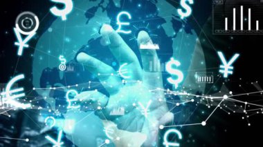 Finansal veri analizi için kavramsal iş paneli. 3B hazırlama bilgisayarı grafiği .