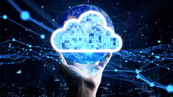 Tecnologia Concettuale Cloud Computing Storage Dei Dati Innovazione Futura Rendering — Video Stock