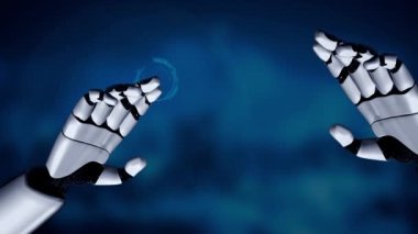 Gelecekçi robot yapay zeka yapay zeka yapay zekayı aydınlatıyor ve makine öğrenme kavramını geliştiriyor. İnsan hayatının geleceği için küresel robot kuantum bilimi araştırması. 3B görüntüleme grafiği.