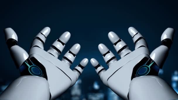 Futuristická Robotická Umělá Inteligence Osvětlující Vývoj Technologií Umělé Inteligence Koncepci — Stock video