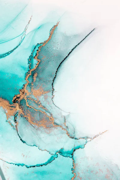 Oceaan Blauwe Abstracte Achtergrond Van Marmer Vloeibare Inkt Kunst Schilderen — Stockfoto