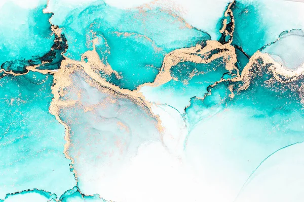 Óceánkék Elvont Háttér Márvány Folyékony Tinta Művészet Festmény Papíron Kép — Stock Fotó