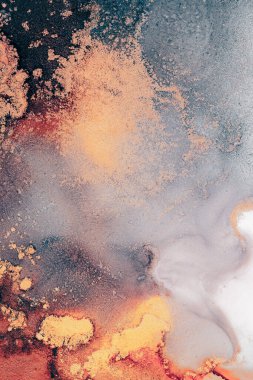 Enfes orjinal resmin mermer mürekkep sanatının soyut arkaplanını yakmak. Boyama, ombre alkol mürekkebinin pürüzsüz mermer arkaplan desenini yaratmak için yüksek kaliteli kağıt dokusuna boyanmış. .