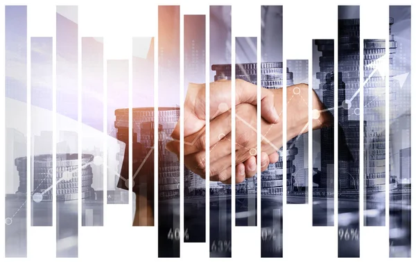 Business Handshake Financiële Welvaart Geld Technologie Activa Achtergrond Economie Financiële — Stockfoto