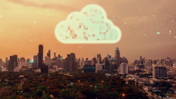 Technologie Cloud Computing Stockage Données Ligne Pour Partage Données Altération — Video