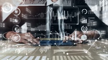Finansal veri analizi için kavramsal iş paneli. 3B hazırlama bilgisayarı grafiği .