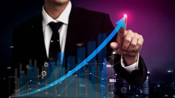 Double Exposure Image Business Finance Conceptual Businessman Report Chart Forward — Stock Video