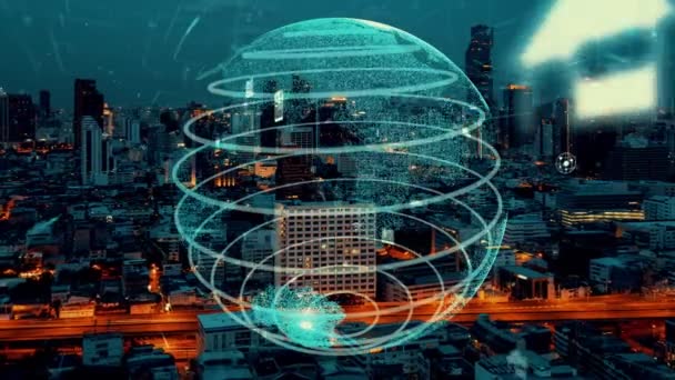 Global Connection Internet Network Alteration Smart City Concept Future Wireless — 图库视频影像