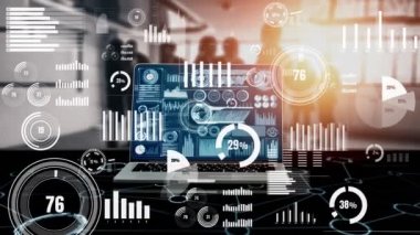 İş Mali Analitik Analitik için Büyük Veri Teknolojisi. Modern grafik arayüzü iş satış raporları, kar tablosu ve borsa eğilimleri analizleri hakkında muazzam bilgiler gösteriyor .