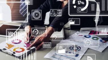 Finansal veri analizi için kavramsal iş paneli. 3B hazırlama bilgisayarı grafiği .