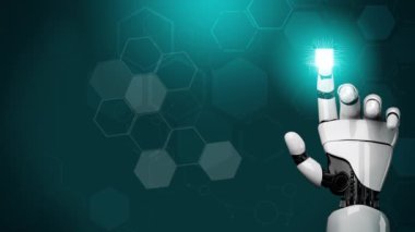 Gelecekçi robot yapay zeka devrimci yapay zeka teknoloji geliştirme ve makine öğrenme kavramı. İnsan hayatının geleceği için küresel robotik RPA bilim araştırması. 3B görüntüleme grafiği.