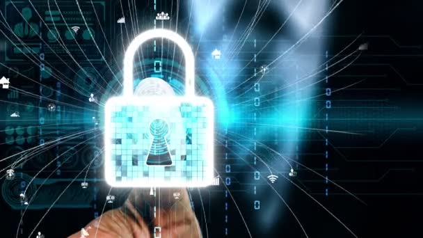 データプライバシーの概念を保護するためのサイバーセキュリティ暗号化技術 3Dレンダリングコンピュータグラフィックス — ストック動画