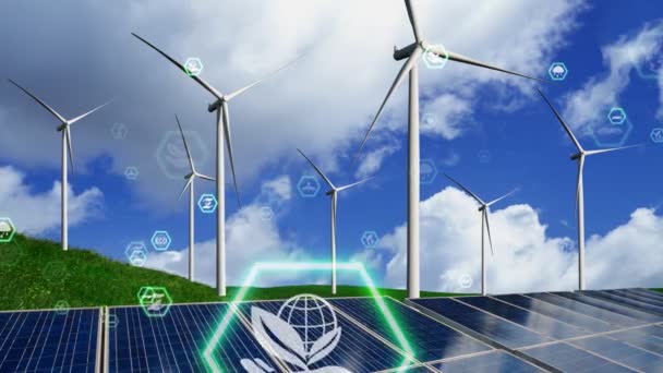 再生可能エネルギーによるクリーンエネルギーと電力による環境保全技術と地球規模での持続可能なEsgへのアプローチ — ストック動画