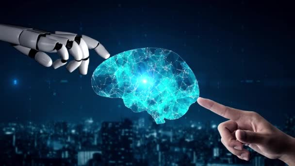Futurisztikus Robot Mesterséges Intelligencia Felvilágosítás Technológia Fejlesztése Gépi Tanulás Koncepció — Stock videók