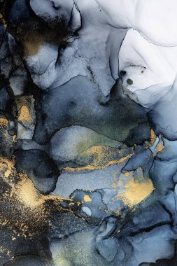 Soyut arkaplan için özgün tablodaki mermer mürekkep soyut sanat. Resim, Kintsuki mürekkep sanatının düz mermer arkaplan desenini yaratmak için yüksek kaliteli kağıt dokusuna boyanmış. .