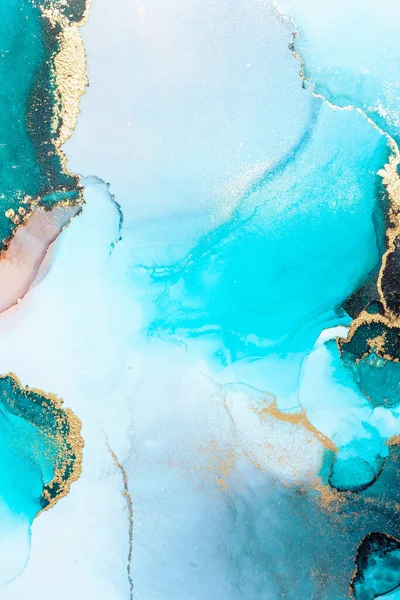 Kağıt üzerinde mermer sıvı mürekkep resminin lüks mavi soyut arkaplanı. Yüksek kaliteli kağıt dokusu üzerine orijinal suluboya alkol mürekkebi resmi .