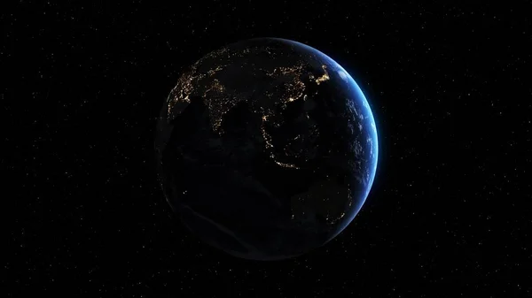 Planet Jord Med Realistisk Geografi Yta Och Omloppsbana Moln Atmosfär — Stockfoto