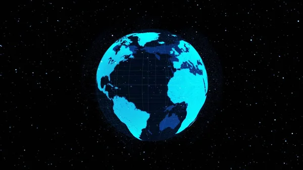 三维数字轨道地球在网络空间展示了网络技术的概念 全球球面图形连接到Internet的全息图显示了全球通信和连接网络 3D渲染 — 图库照片