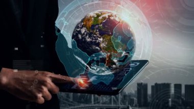 İş ve Finans için Veri Analizi. İş stratejisi için gelecekteki kar analitik bilgisayar teknolojisini, çevrimiçi pazarlama araştırma ve bilgi raporunu gösteren grafik arayüzü.