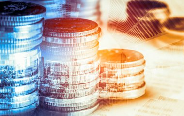 Finans ve para teknolojisi iş refahı ve varlık yönetimi kavramı. Yaratıcı grafik, refah karı elde etmek için değerli varlıklara yatırım yaparak ekonomi ve mali büyümeyi gösteriyor .