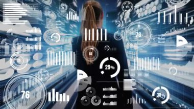 İş Mali Analitik Analitik için Büyük Veri Teknolojisi. Modern grafik arayüzü iş satış raporları, kar tablosu ve borsa eğilimleri analizleri hakkında muazzam bilgiler gösteriyor .