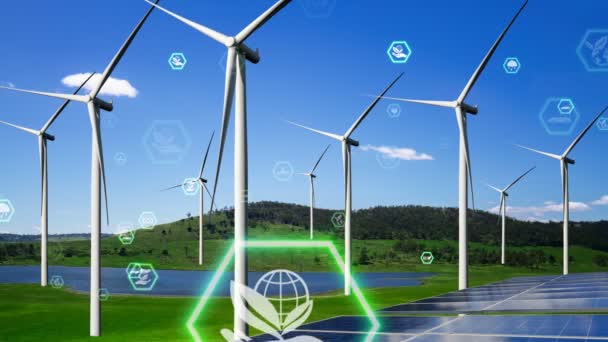 再生可能エネルギーによるクリーンエネルギーと電力による環境保全技術と地球規模での持続可能なEsgへのアプローチ — ストック動画