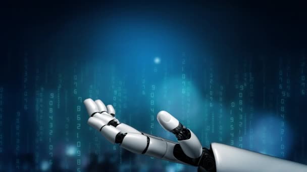 未来型ロボット人工知能革新的なAi技術開発と機械学習の概念 人間の未来のための世界的なロボット生物科学研究 3Dレンダリンググラフィック — ストック動画