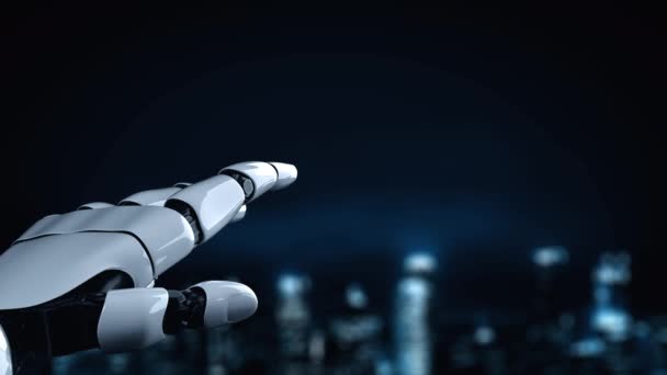 Robot Futurista Inteligencia Artificial Que Ilumina Desarrollo Tecnología Concepto Aprendizaje — Vídeo de stock
