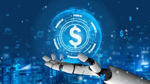 Futuristische Robot Kunstmatige Intelligentie Revolutionaire Technologie Ontwikkeling Machine Learning Concept — Stockfoto