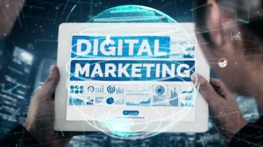 Çevrimiçi İş Dünyası için Dijital Pazarlama Teknolojisi Çözümü - Sosyal medya üzerinden dijital reklam platformu üzerinde çevrimiçi pazar tanıtım stratejisinin analitik diyagramını gösteren grafiksel arayüz.