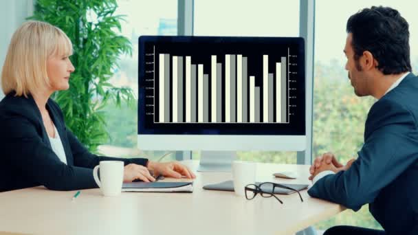 Datos Visuales Empresariales Que Analizan Tecnología Mediante Software Informático Creativo — Vídeo de stock