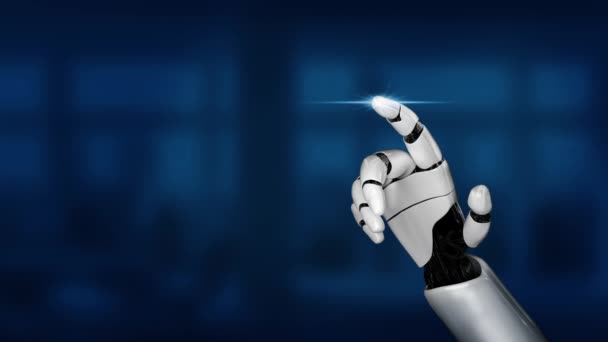 未来型ロボット人工知能革新的なAi技術開発と機械学習の概念 人間の未来のための世界的なロボットRpa科学研究 3Dレンダリンググラフィック — ストック動画