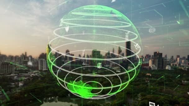 Teknologi Kota Hijau Beralih Konsep Alterasi Berkelanjutan Dengan Energi Bersih — Stok Video