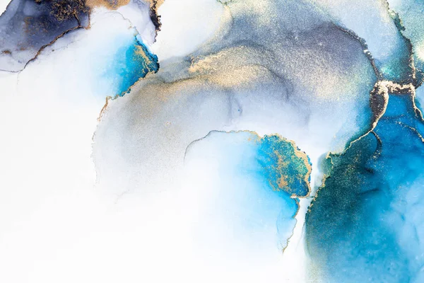 Luxus Kék Elvont Háttér Márvány Folyékony Tinta Művészet Festmény Papíron — Stock Fotó