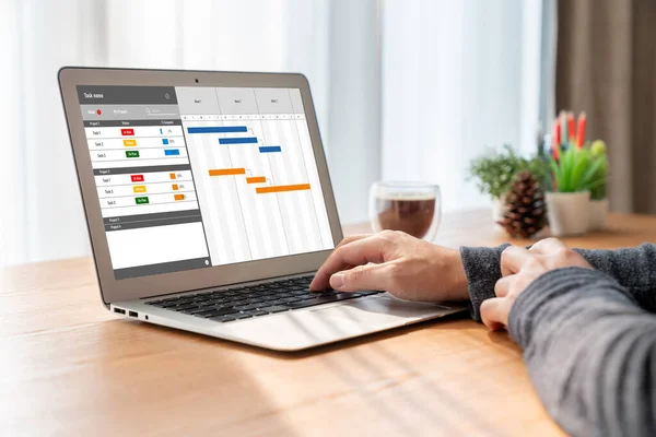Projektplanungssoftware Für Modernes Business Projektmanagement Auf Dem Computerbildschirm Die Das — Stockfoto