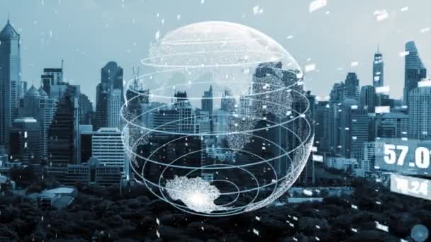 Global Anslutning Och Internet Nätverk Förändring Smarta Staden Begreppet Framtida — Stockvideo