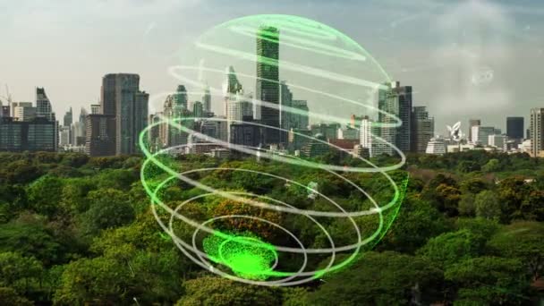 Grüne Stadttechnologie Hin Nachhaltigem Veränderungskonzept Durch Saubere Energie Recycling Und — Stockvideo