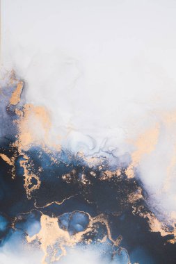 Soyut arkaplan için özgün tablodaki mermer mürekkep soyut sanat. Resim, Kintsuki mürekkep sanatının düz mermer arkaplan desenini yaratmak için yüksek kaliteli kağıt dokusuna boyanmış. .