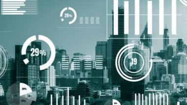 İş verileri analitik arayüzü akıllı şehrin üzerinde uçuyor ve iş zekasının geleceğini değiştiriyor. Stratejik plan için büyük verileri analiz etmek için bilgisayar yazılımı ve yapay zeka kullanılır .