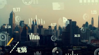İş verileri analitik arayüzü akıllı şehrin üzerinde uçuyor ve iş zekasının geleceğini değiştiriyor. Stratejik plan için büyük verileri analiz etmek için bilgisayar yazılımı ve yapay zeka kullanılır .