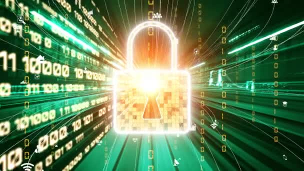 Cyberbezpieczeństwo Ochrona Danych Online Ukrytym Zabezpieczonym Oprogramowaniem Szyfrującym Koncepcja Inteligentnej — Wideo stockowe