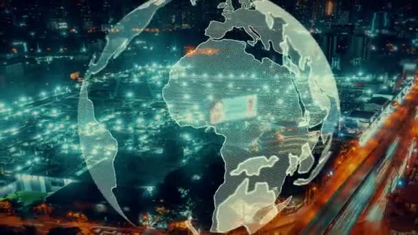 Connessione Globale Alterazione Della Rete Internet Nelle Smart City Concetto — Video Stock