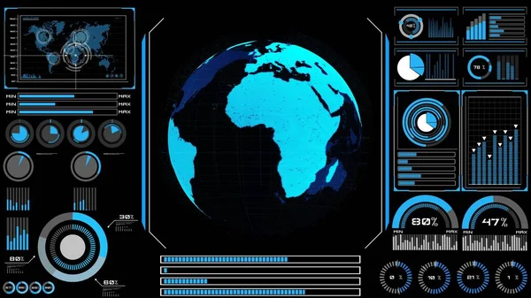Futuristic Head Display Design Orbital Global Network Rendering Graphic Hud — 图库照片