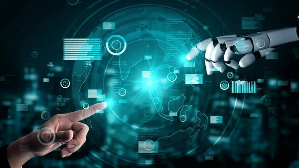 Futuristická Robotická Umělá Inteligence Osvětlující Vývoj Technologií Umělé Inteligence Koncepci — Stock fotografie