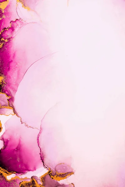 Рожевий Золотий Абстрактний Фон Мармурового Рідкого Чорнила Художнього Розпису Папері — стокове фото