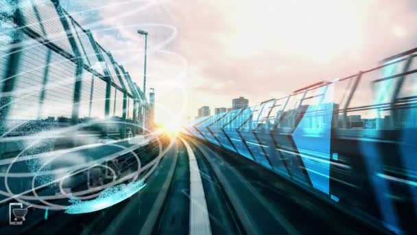 Trasporto Intelligente Città Futuristica Tacita Con Sistema Controllo Del Traffico — Video Stock