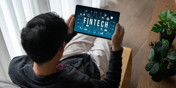 Fintech Finansiell Teknik Programvara För Modish Företag För Att Analysera — Stockfoto