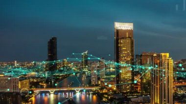 İş verileri analitik arayüzü akıllı şehrin üzerinde uçuyor ve iş zekasının geleceğini değiştiriyor. Stratejik plan için büyük verileri analiz etmek için bilgisayar yazılımı ve yapay zeka kullanılır .