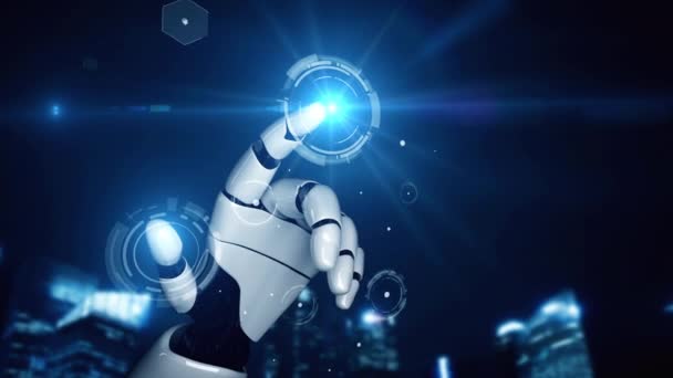Gelecekçi Robot Yapay Zeka Yapay Zeka Yapay Zekayı Aydınlatıyor Makine — Stok video